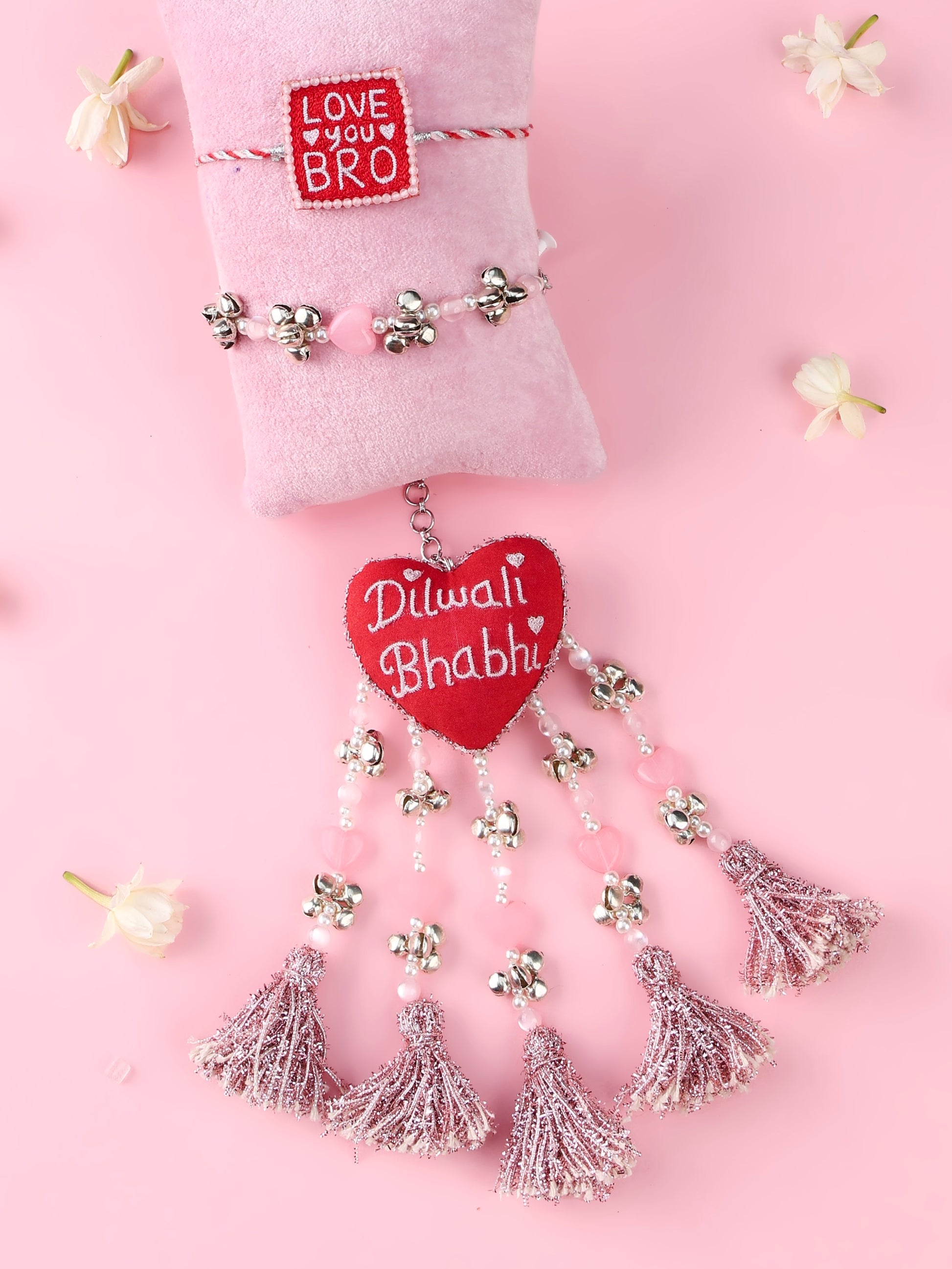 Love You Bro Red Rakhi and Dilwali Bhabhi Lumba - Bhai Bhabhi Rakhi Set  by Tonoto