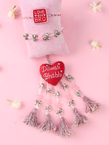 Love You Bro Red Rakhi and Dilwali Bhabhi Lumba - Bhai Bhabhi Rakhi Set  by Tonoto