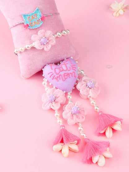 Cat Dad Rakhi and Cat Mom Lumba - Bhai Bhabhi Rakhi Set  by Tonoto