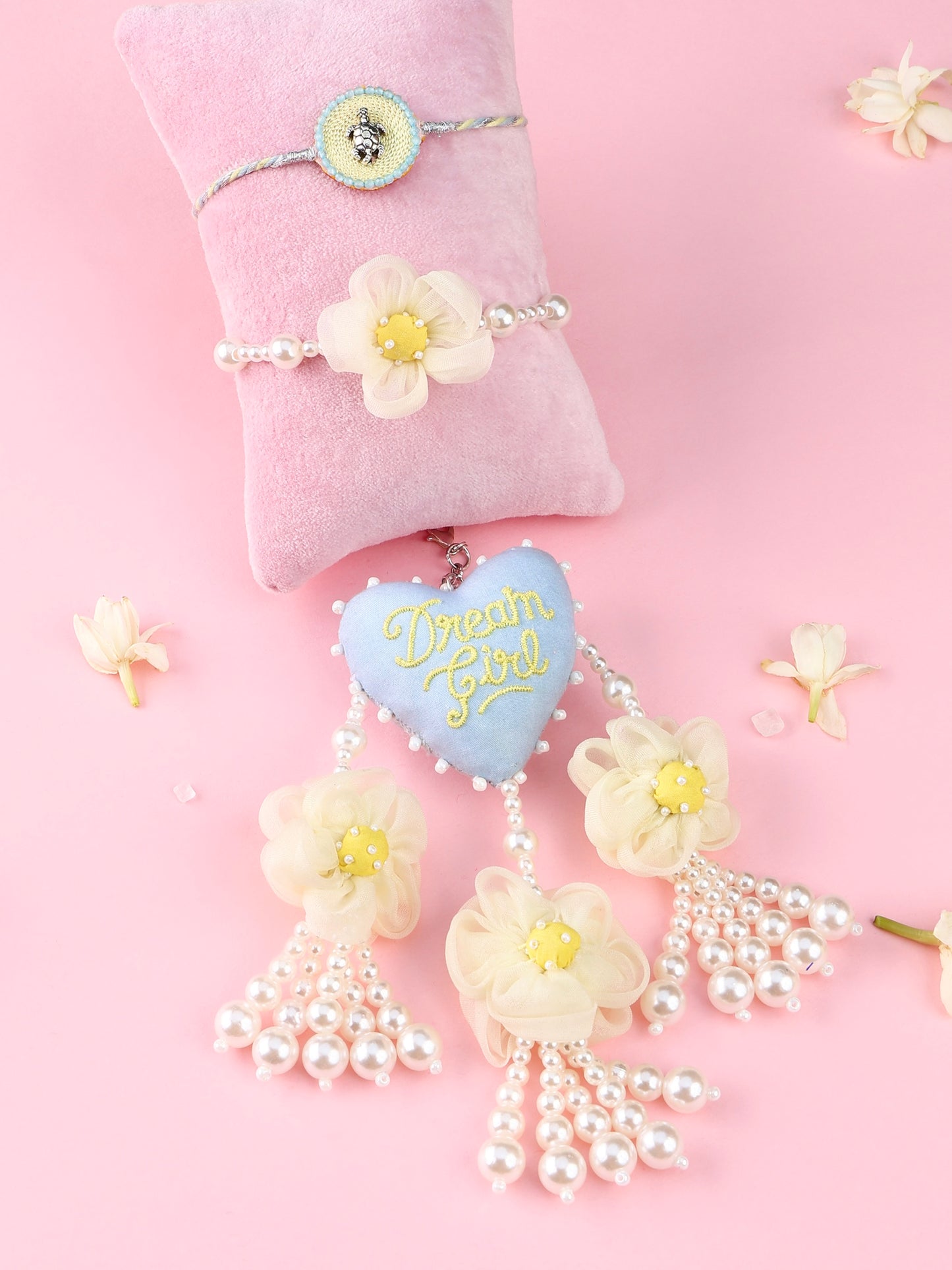 Tortoise Silver Rakhi and Dream Girl Lumba -  Bhai Bhabhi Rakhi Set  by Tonoto