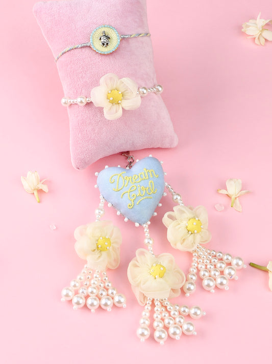 Tortoise Silver Rakhi and Dream Girl Lumba -  Bhai Bhabhi Rakhi Set  by Tonoto