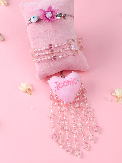 Floral Lilac Evil Eye Rakhi and Iconic Lumba - Bhai Bhabhi Rakhi Set  by Tonoto