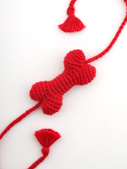 Bone Crochet Pet Rakhi - Red