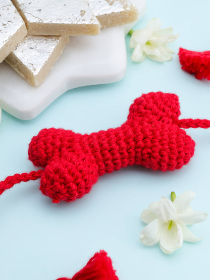 Bone Crochet Pet Rakhi - Red
