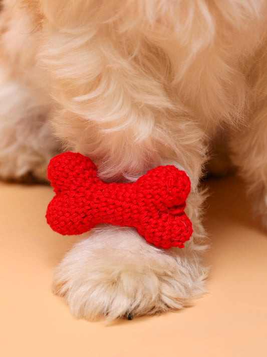 Bone Crochet Pet Rakhi - Red