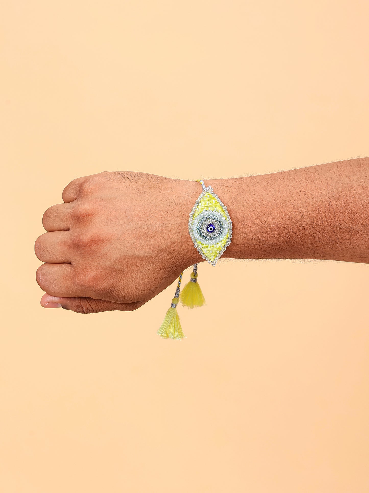 Evil Eye Yellow Rakhi & Evil Eye Pink Lumba Rakhi (Gift Packaging Available)