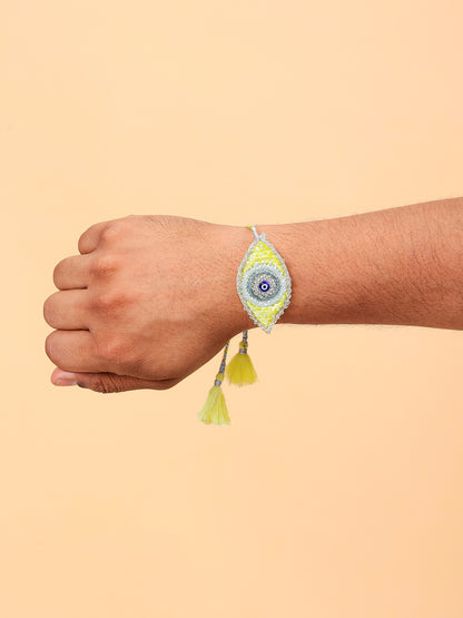 Evil Eye Yellow Rakhi & Evil Eye Pink Lumba Rakhi