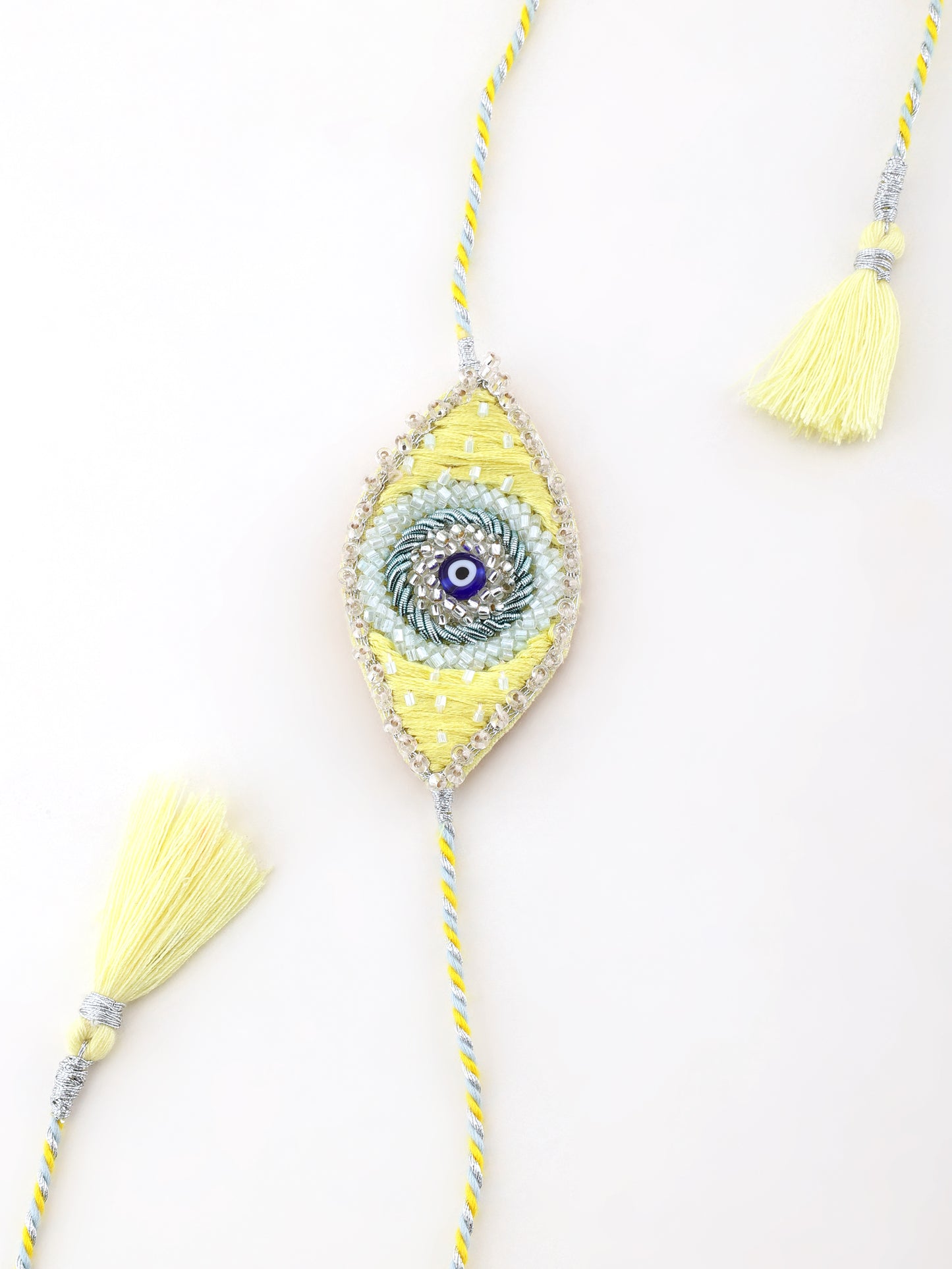 Evil Eye Brother Rakhi - Yellow (Gift Packaging Available)