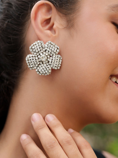 Flower Rhinestone Stud Earrings