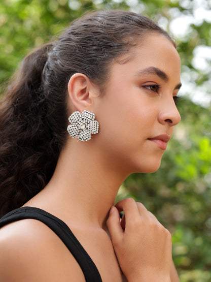 Flower Rhinestone Stud Earrings