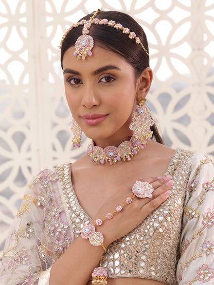 Hamsa (Earrings, Mathapatti, Choker & Pair Of Hathphool Set)