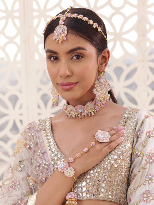Hamsa (Earrings, Mathapatti, Choker & Pair Of Hathphool Set)