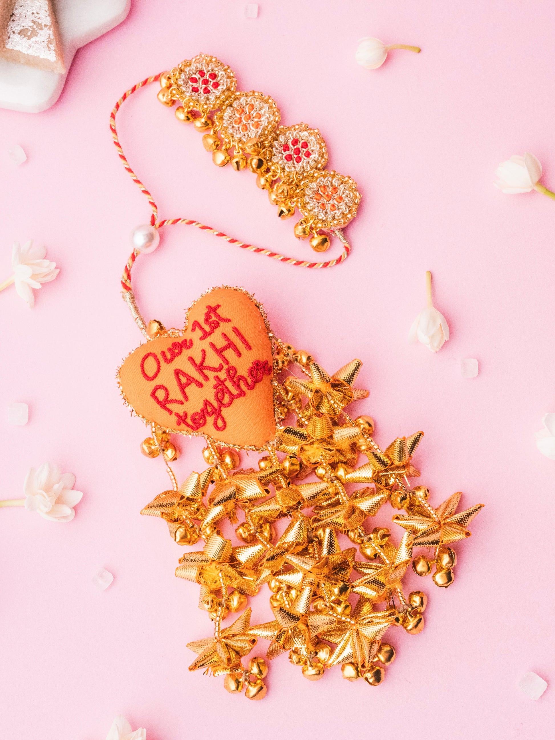 Decorative our 1st rakhi together lumba with ghungaroo detail