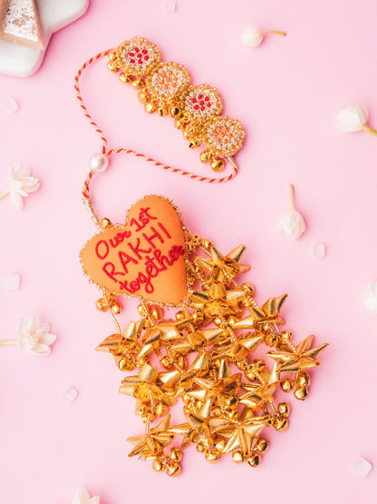Decorative our 1st rakhi together lumba with ghungaroo detail