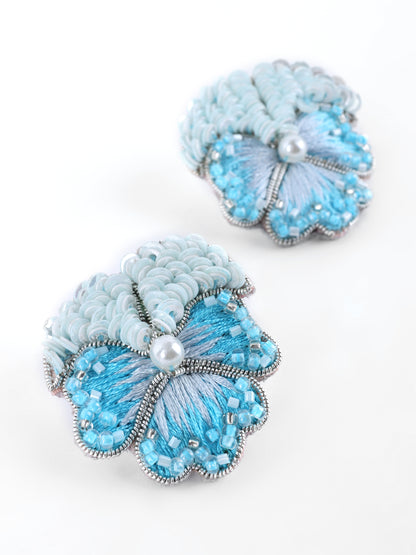 Pansy Love Earrings - Blue