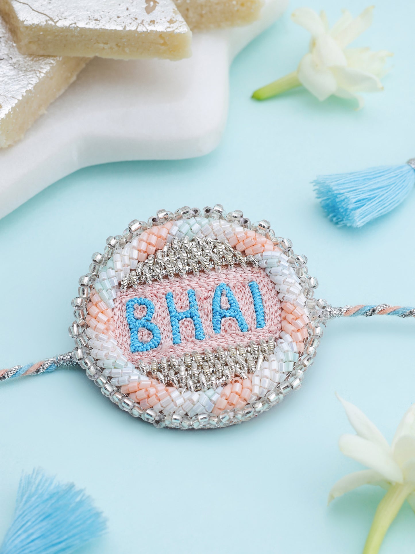 Pastel Bhai Rakhi & Pastel Bhabhi Lumba Rakhi