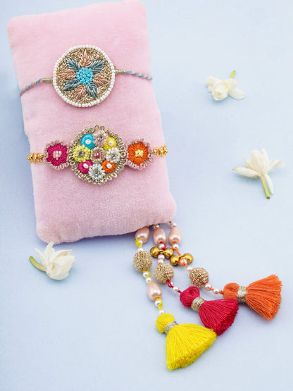 Pastel Flower Rakhi & Rang Lumba Rakhi