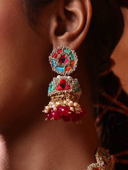 Phulkari (Jhumki Earrings, Mathapatti, Necklace & Pair of Hathphool)