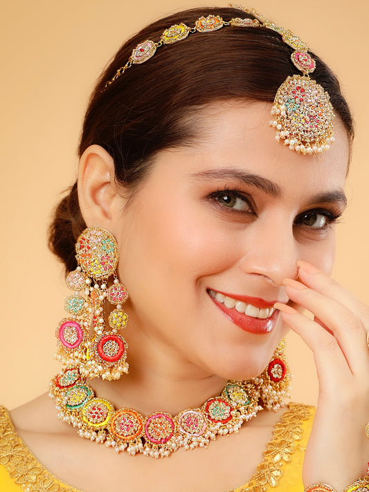 Ramya (Earrings, Mathapatti & Sleek Necklace)