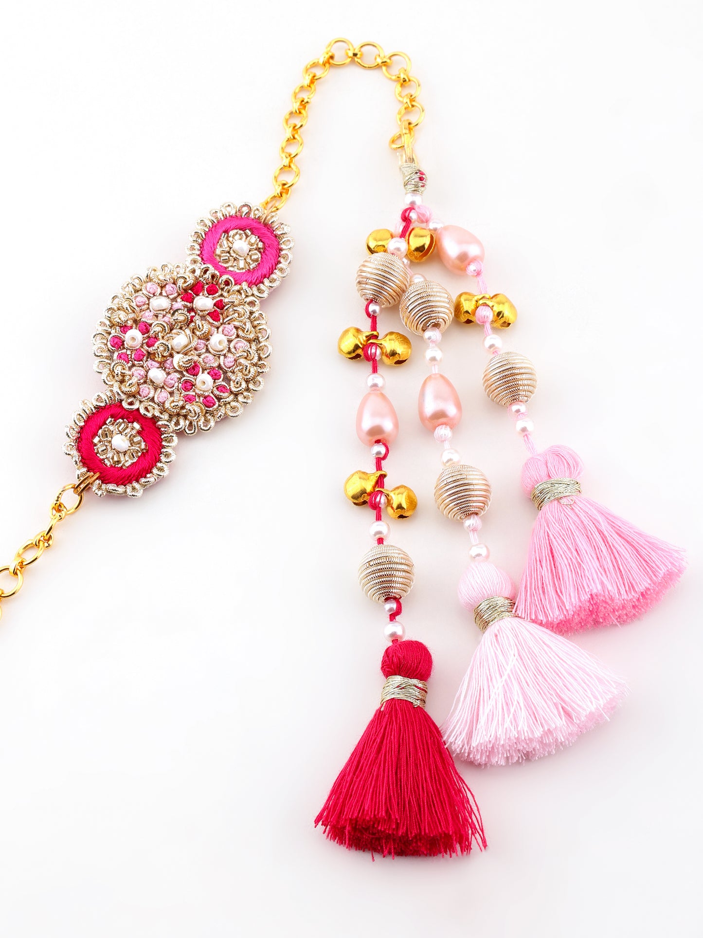 Traditional Gold Rakhi & Rose Lumba Rakhi