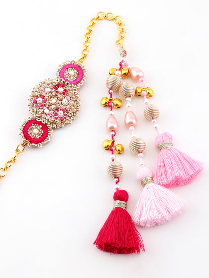 Traditional Gold Rakhi & Rose Lumba Rakhi