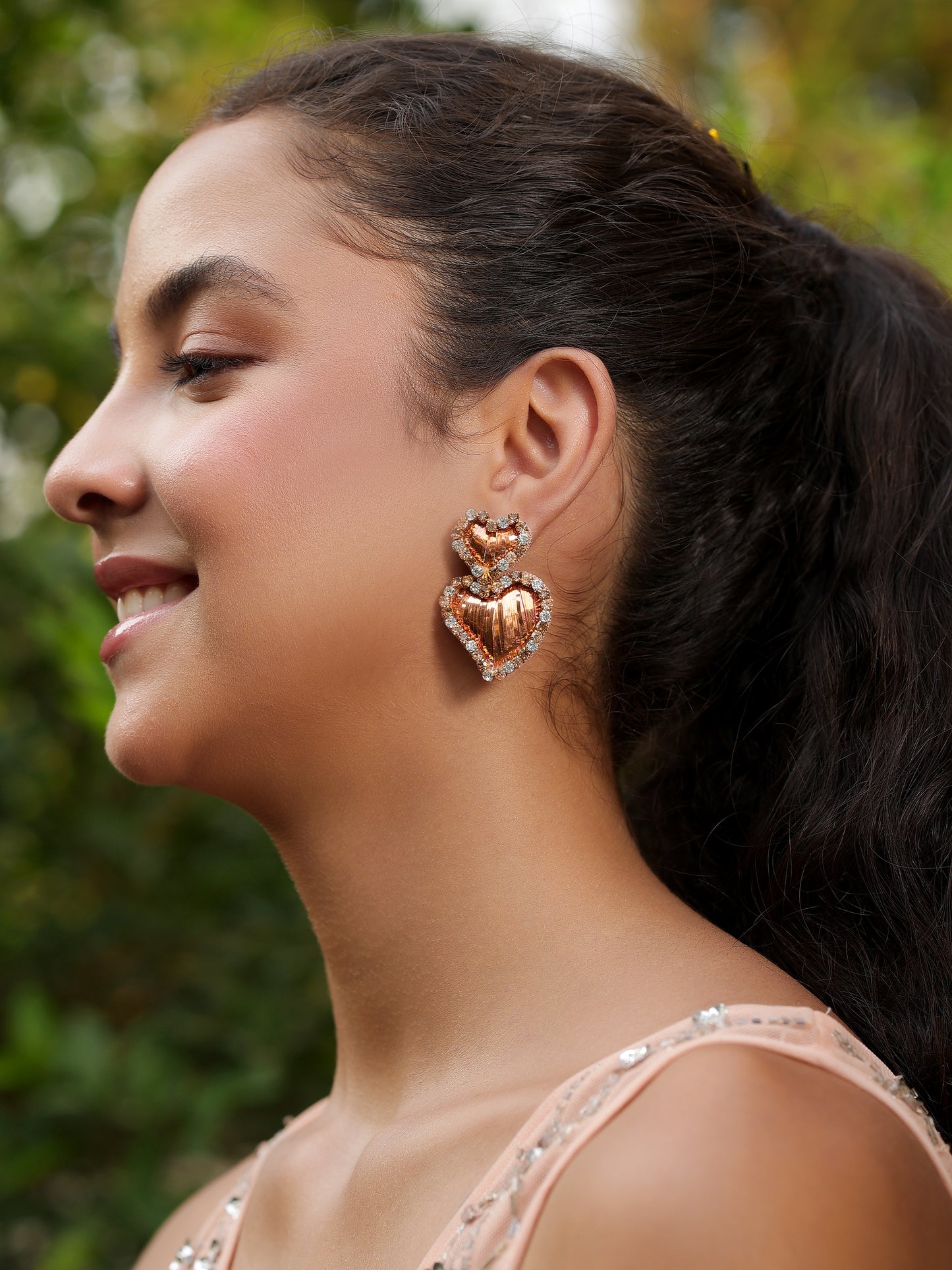 Sweetheart Sparkle Earrings - Peach