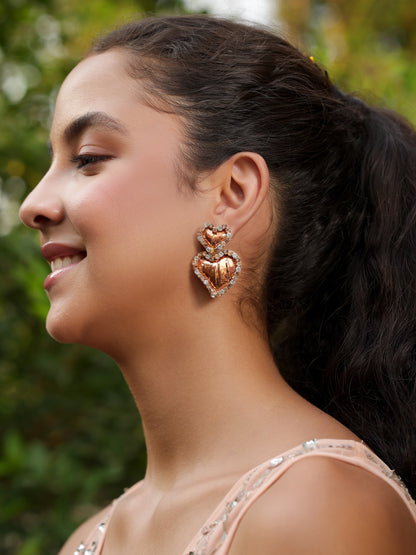 Sweetheart Sparkle Earrings - Peach