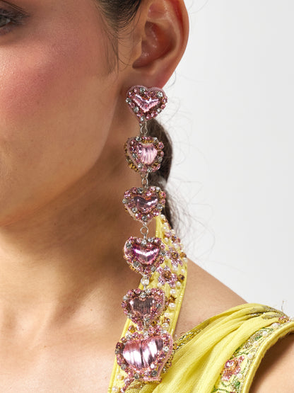 Sweetheart Sparkle Pink Dangler Earrings