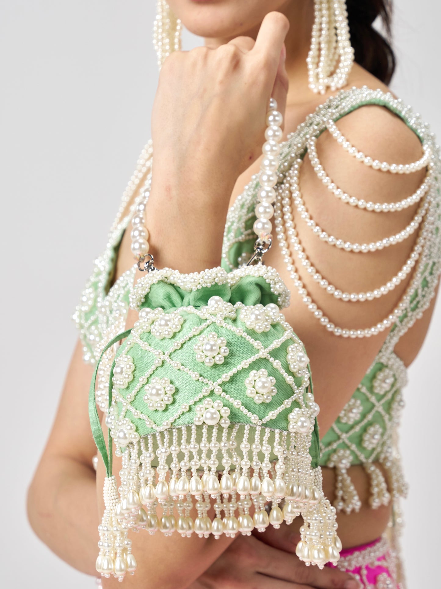 Dil Pearl Potli (Mini) - Pastel Green