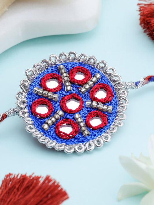 Traditional Blue Mirror Brother Rakhi