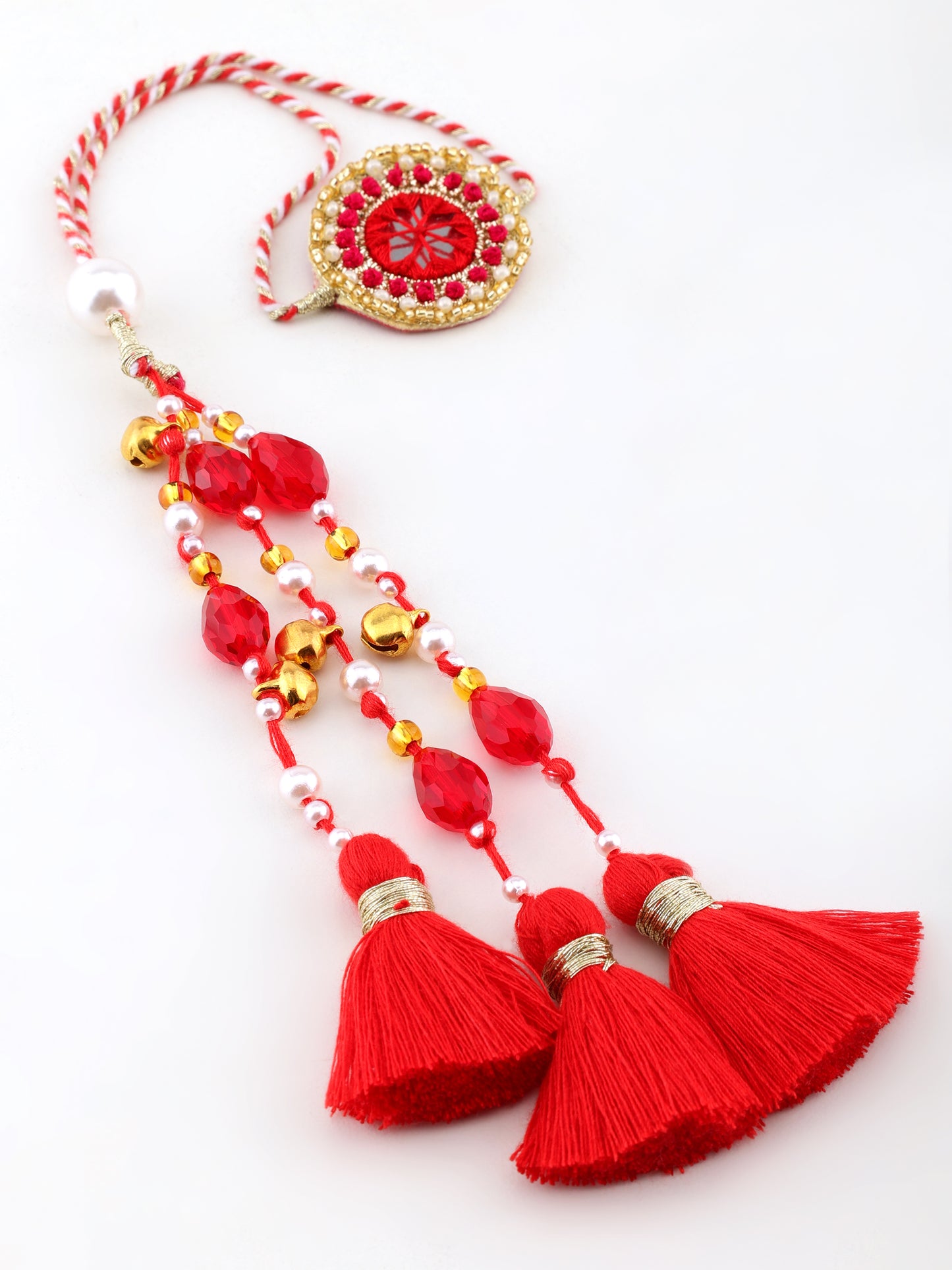 Traditional Green Rakhi & Traditional Red Lumba Rakhi (Gift Packaging Available)