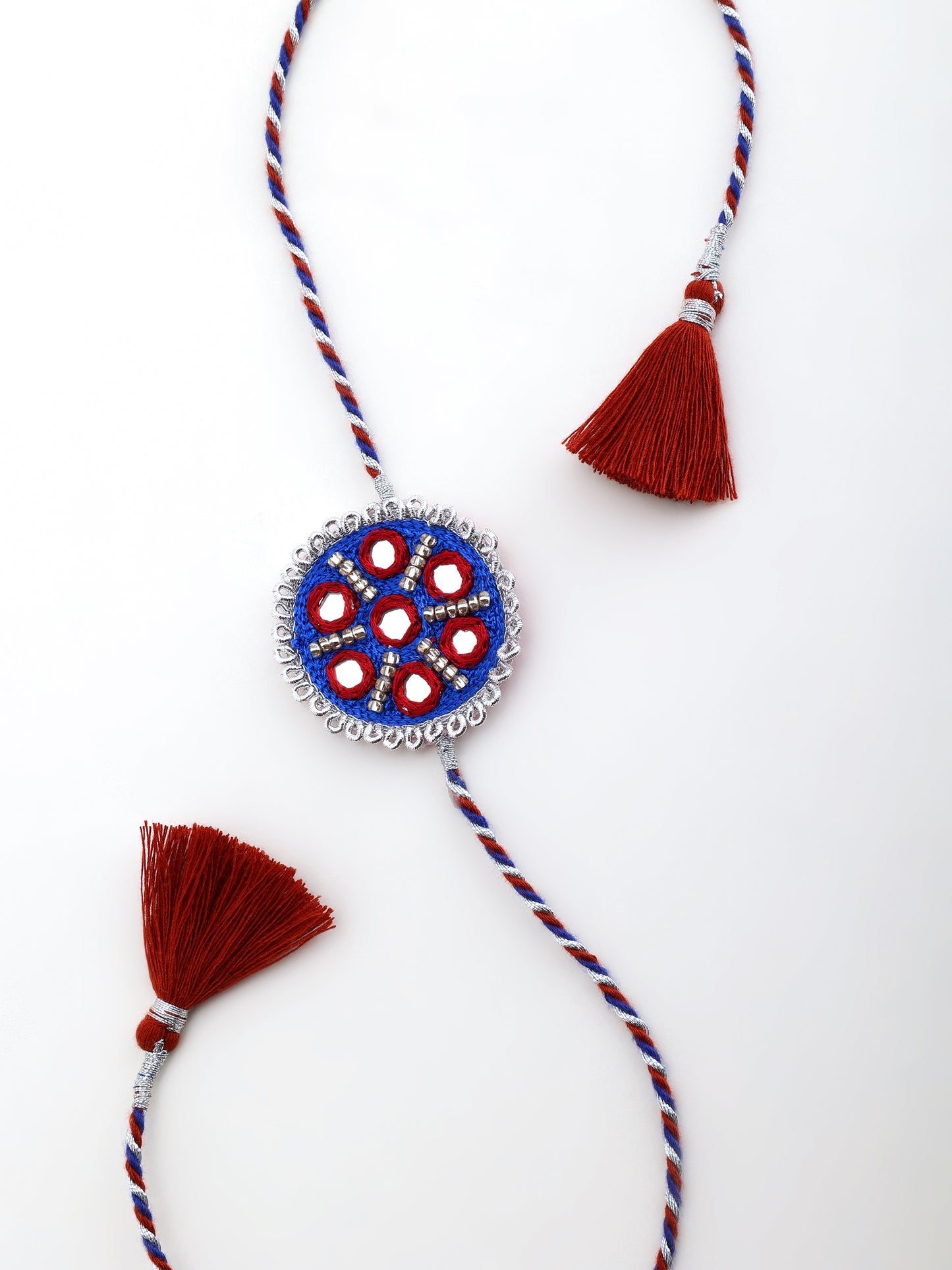 Traditional Blue Mirror Brother Rakhi (Gift Packaging Available)