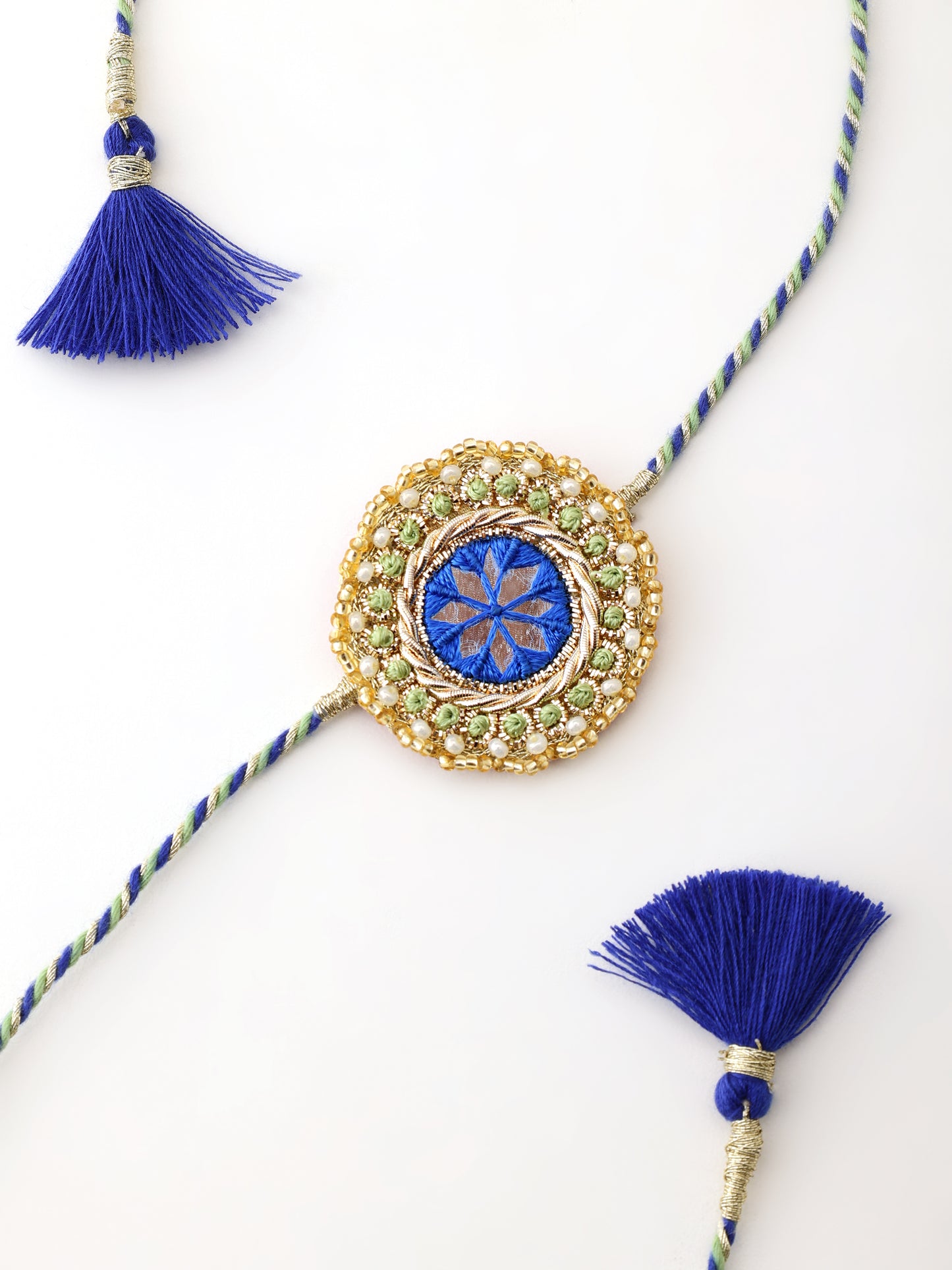 Traditional Green Rakhi & Traditional Red Lumba Rakhi